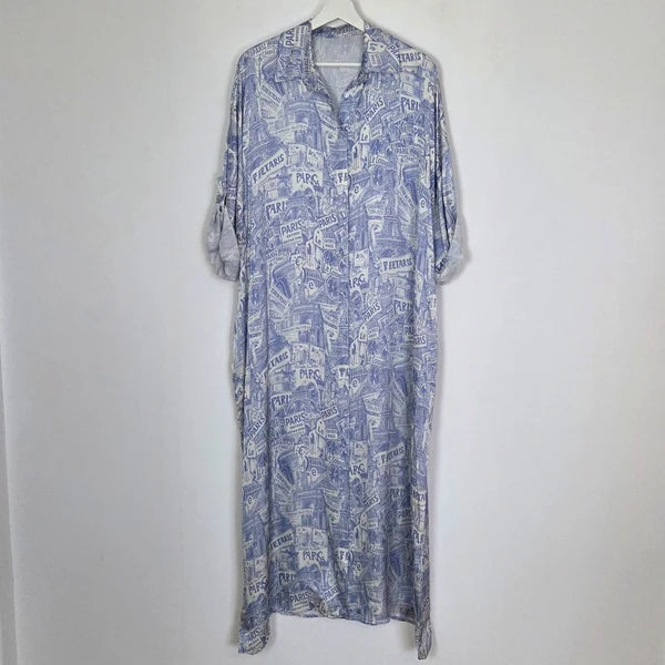 Paris City Print Longline Shirt Dress or Open Jacket