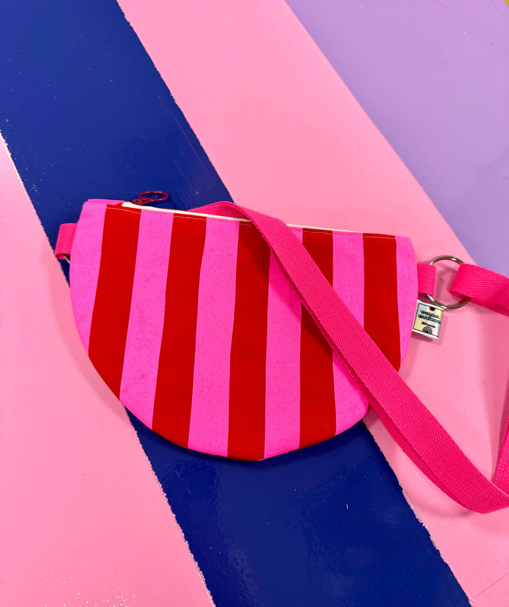 Pink and Red Stripes Crossbody bag 