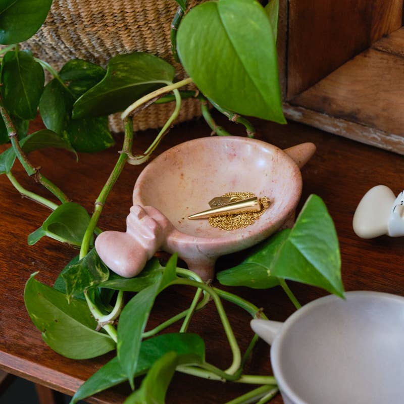 pink soapstone hippo dish