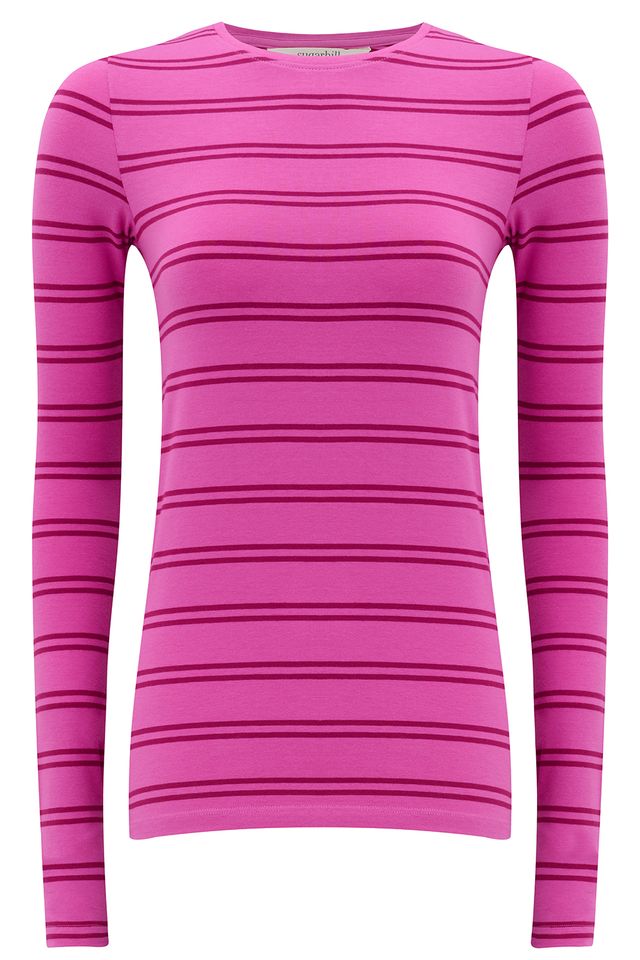 Sugarhill Brighton, Pink & Dark Mauve Striped Trista Jersey Top