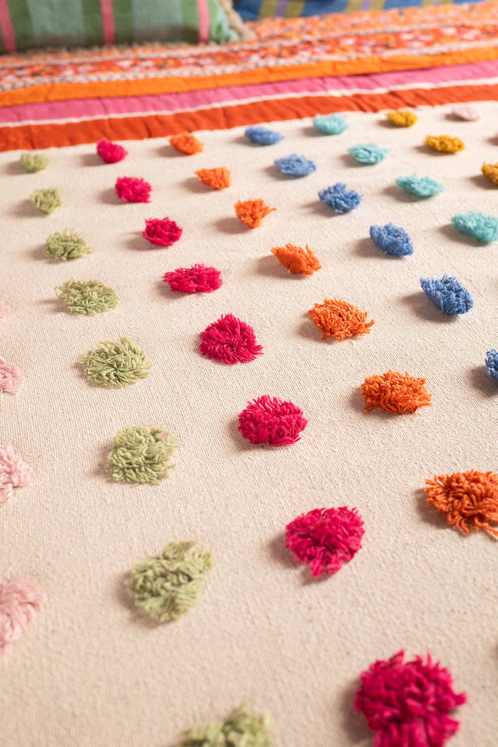 Handwoven 100% Recycled Pom Pom Throw