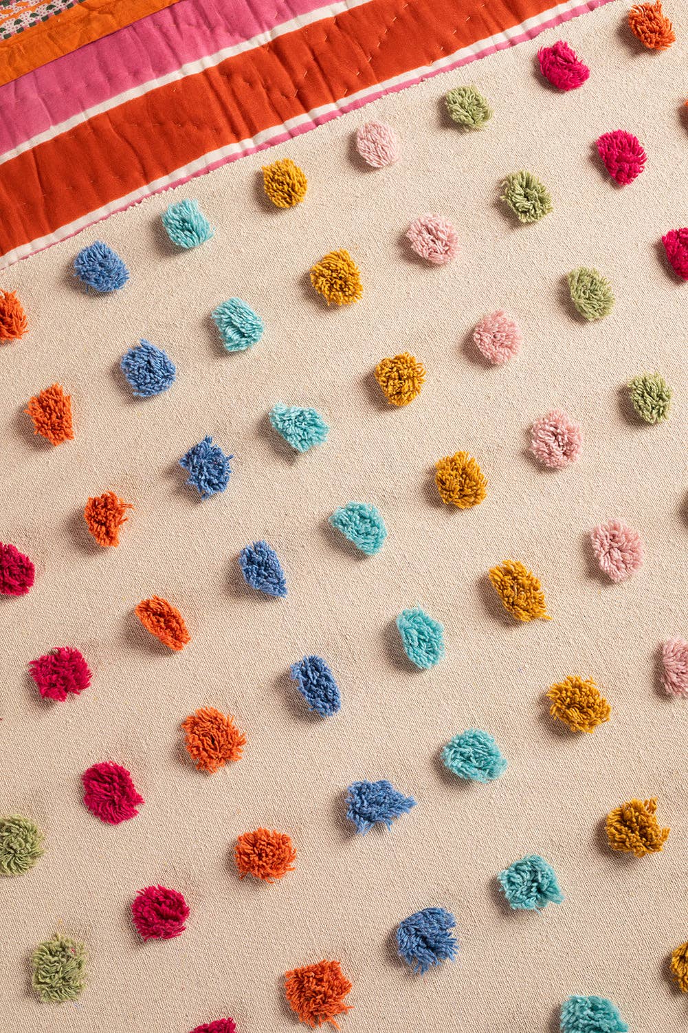 Handwoven 100% Recycled Pom Pom Throw