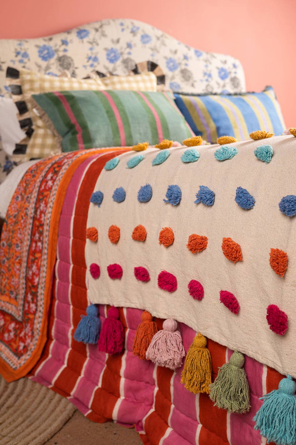 Handwoven 100% Recycled Pom Pom Throw