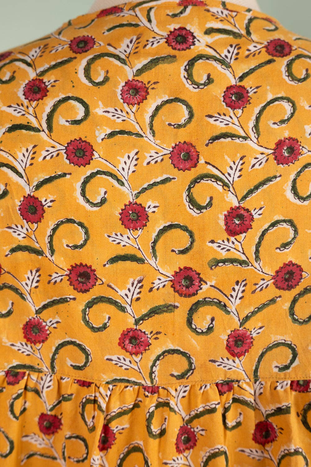 Elizabeth Mustard & Red Hand Block Printed Cotton Tunic