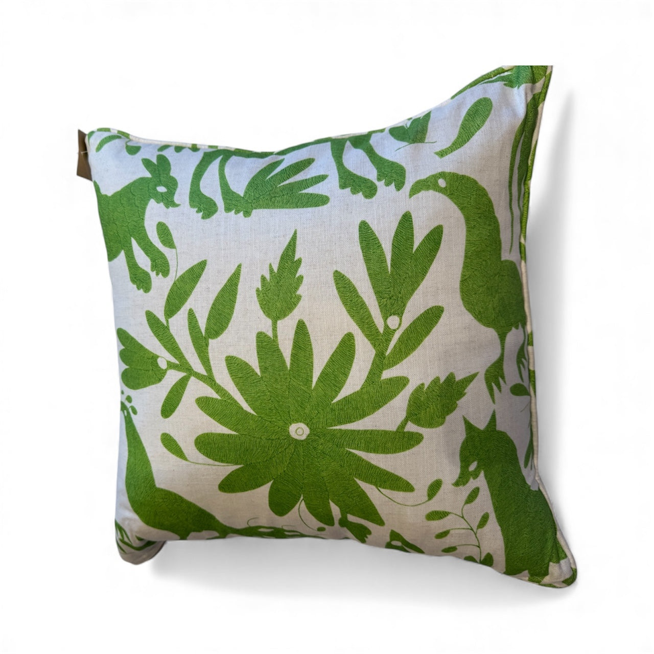 Andrew Martin Green & White Cushion