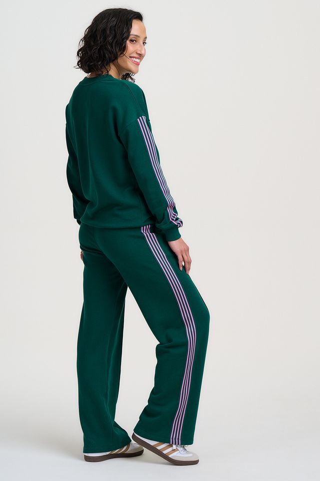Sugarhill Brighton, Magda Sweatshirt in Green with Pin Retro Stripe