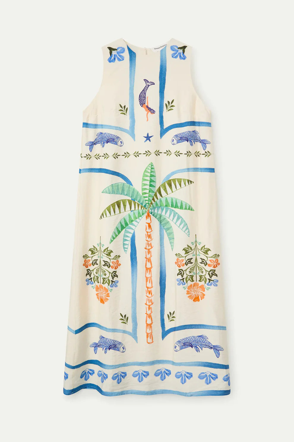 Palm and Mermaid Maxi Dress