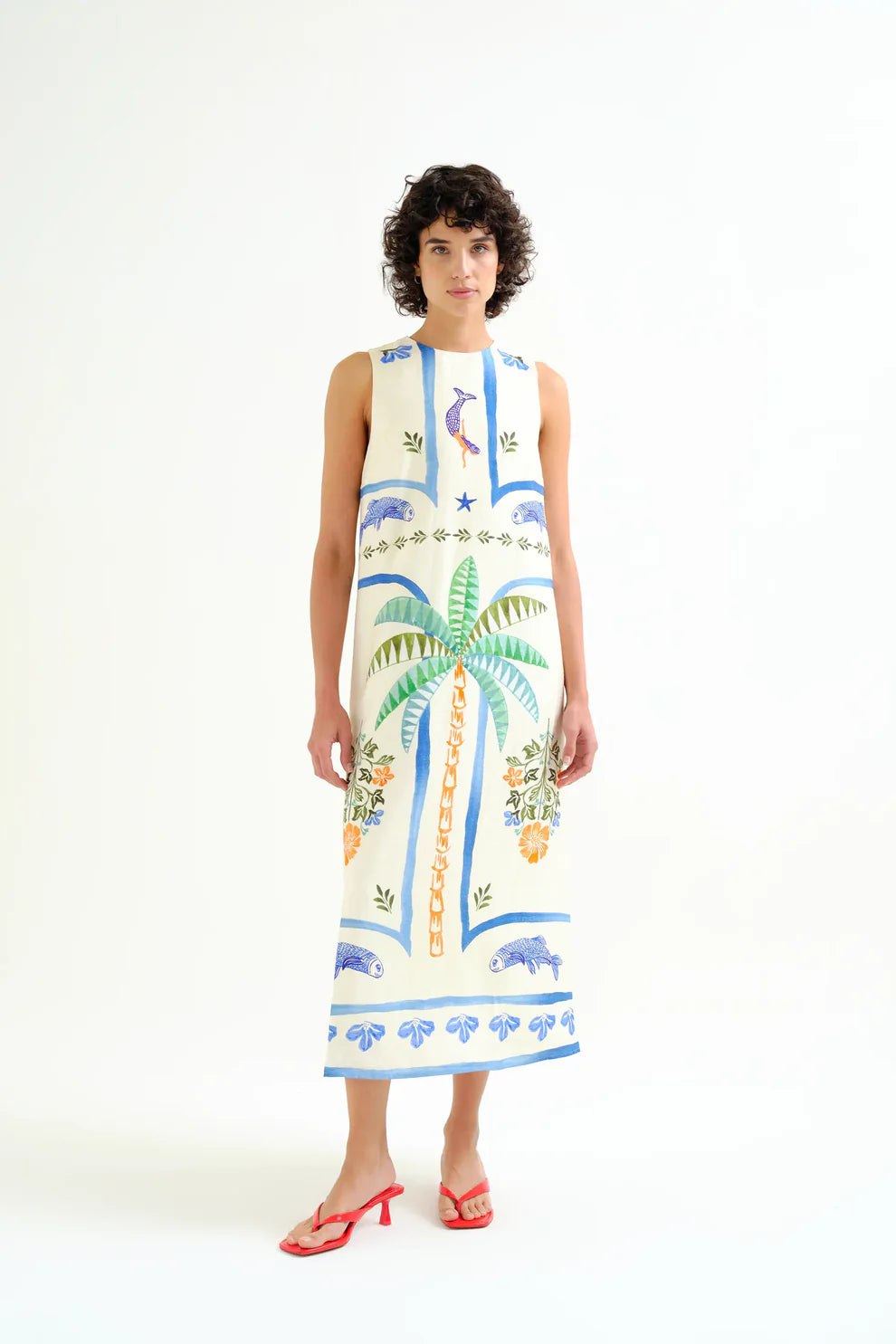 Palm and Mermaid Maxi Dress