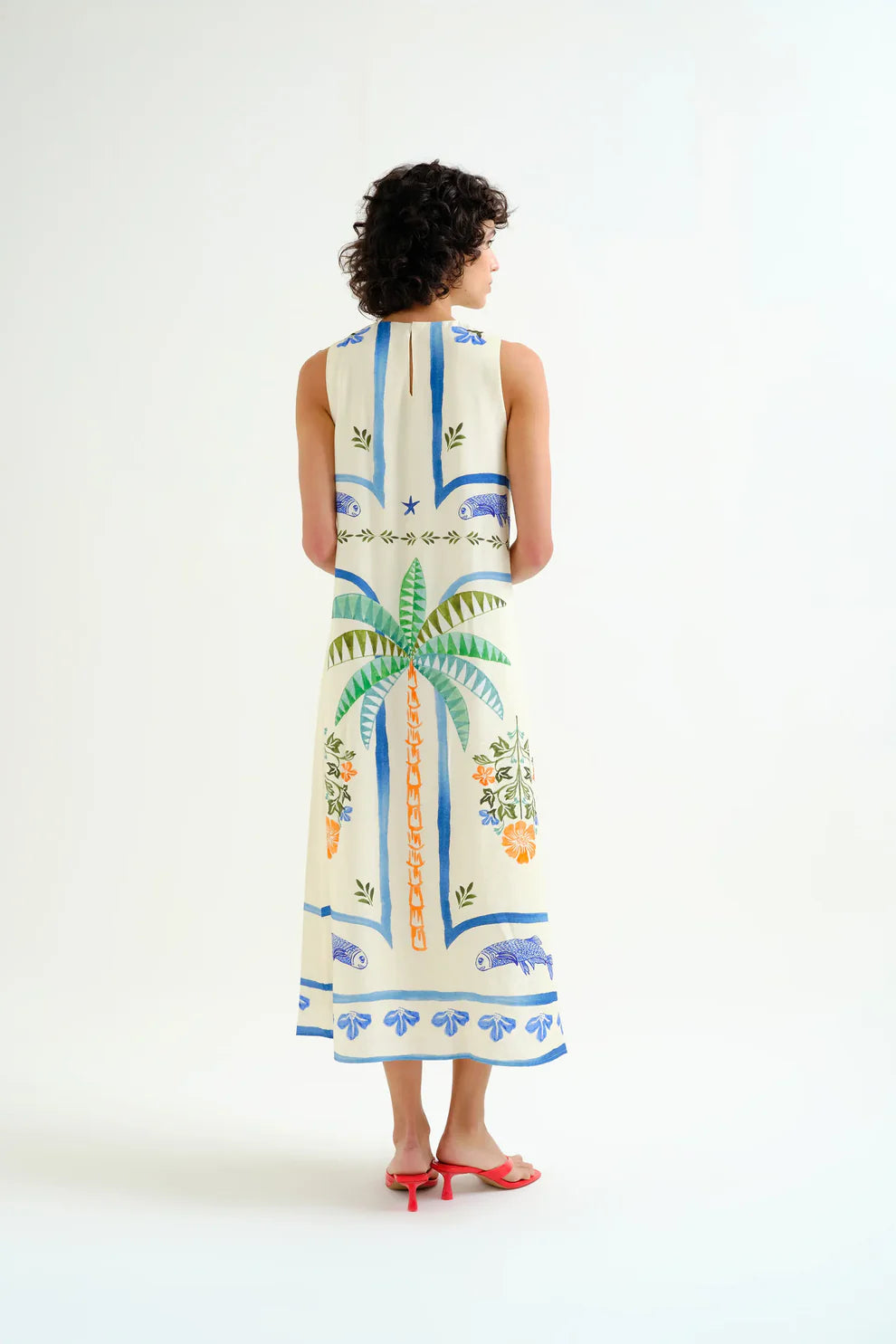 Palm and Mermaid Maxi Dress