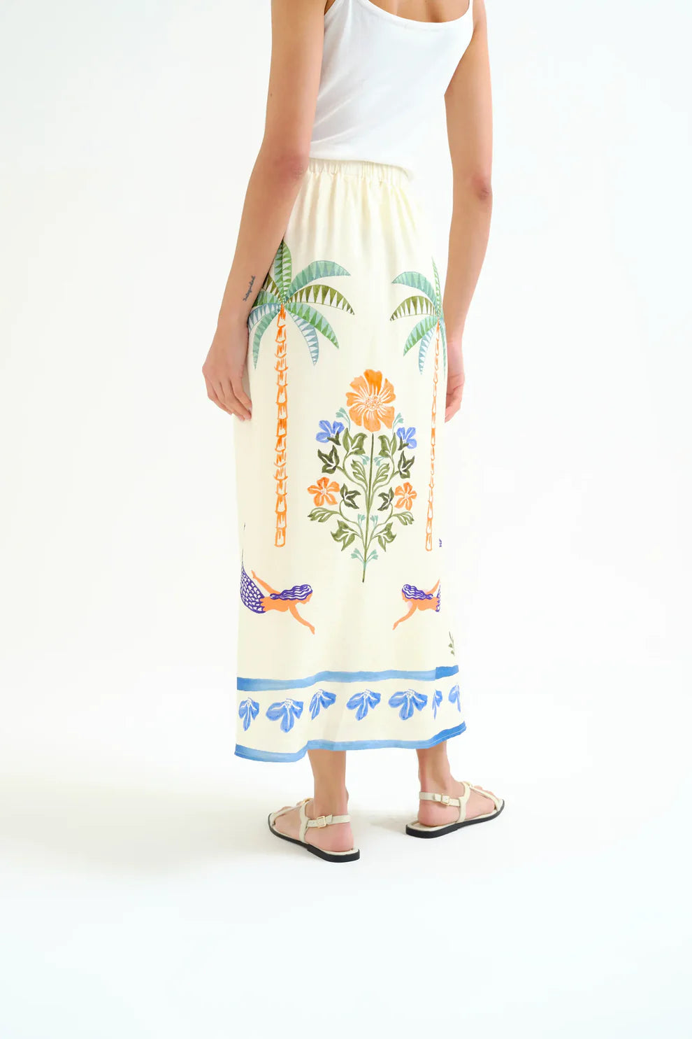 Palm and Mermaid Maxi Skirt