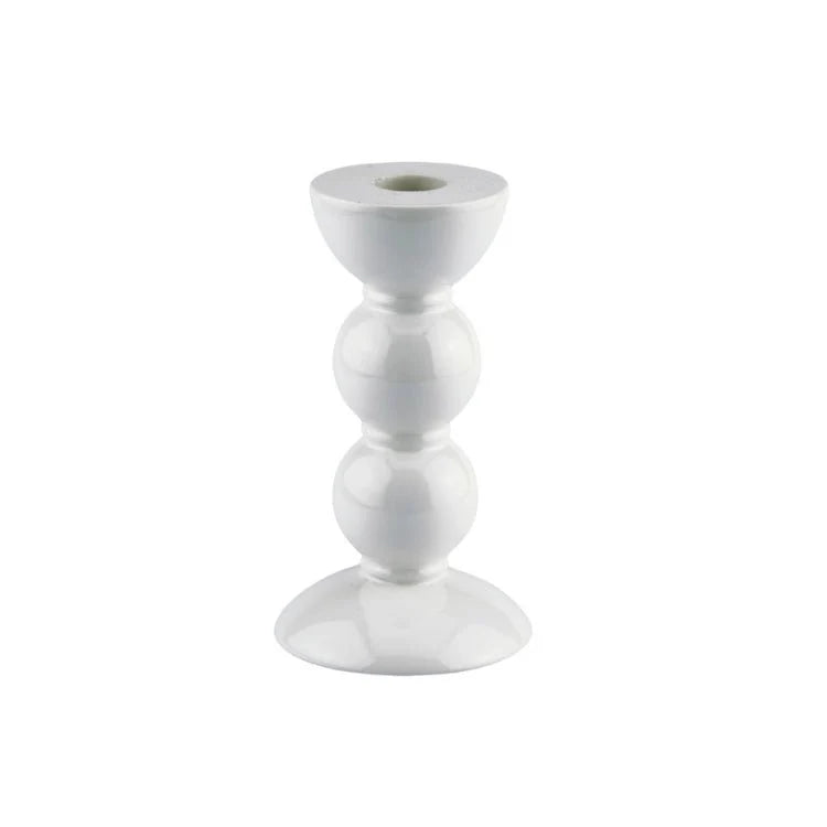 Medium Bobbin Candlestick - white