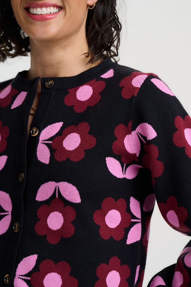 Sugarhill Brighton, Venetia Cardigan, Daisy black design