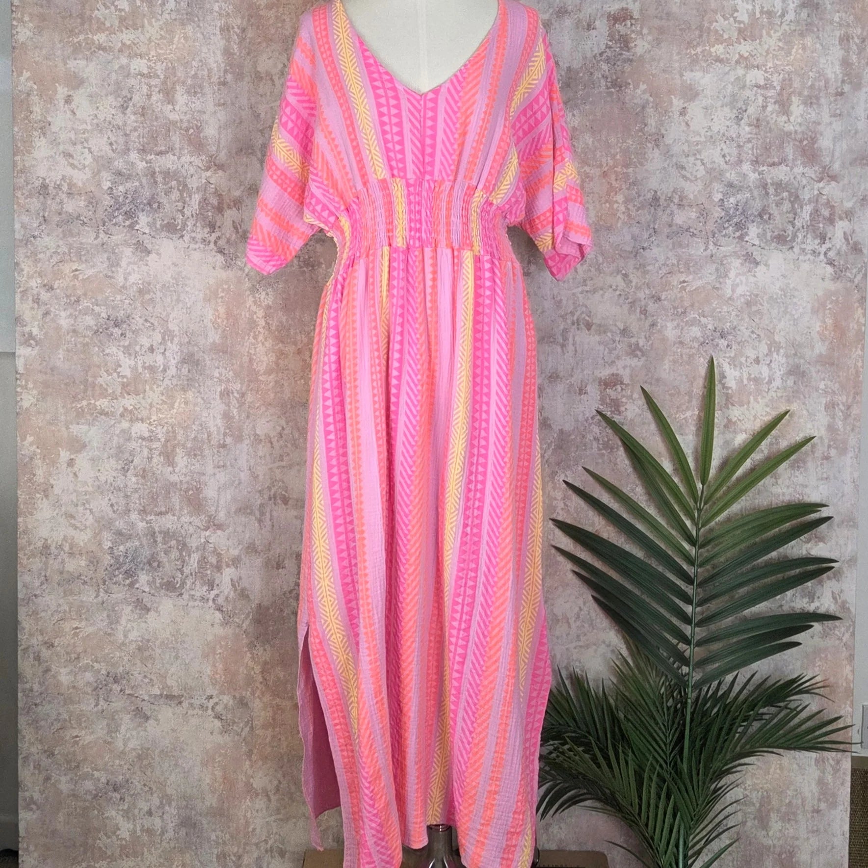 Neon Pink Geometric Sundress