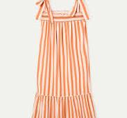 Compania Fantastica Orange Stripe Dress with shoulder ties