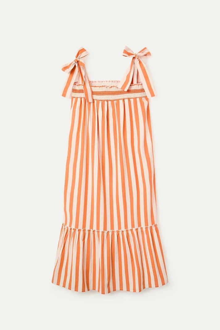 Compania Fantastica Orange Stripe Dress with shoulder ties