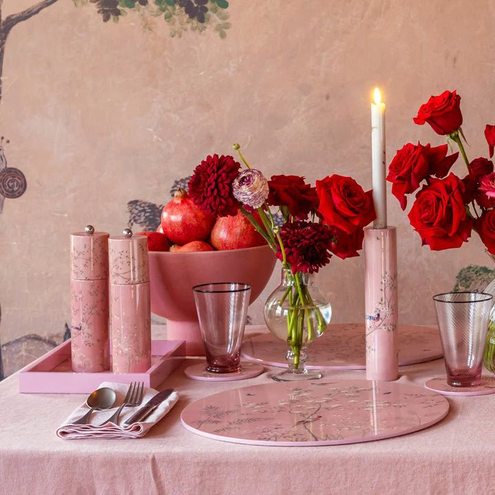 Chinoiserie Candlestick - pink