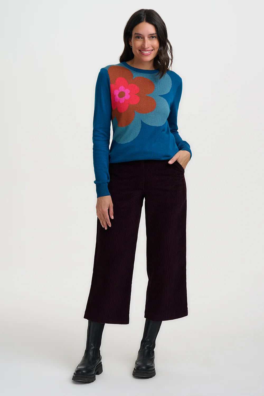 Sugarhill Brighton, Rita Jumper, Teal Growing Flower