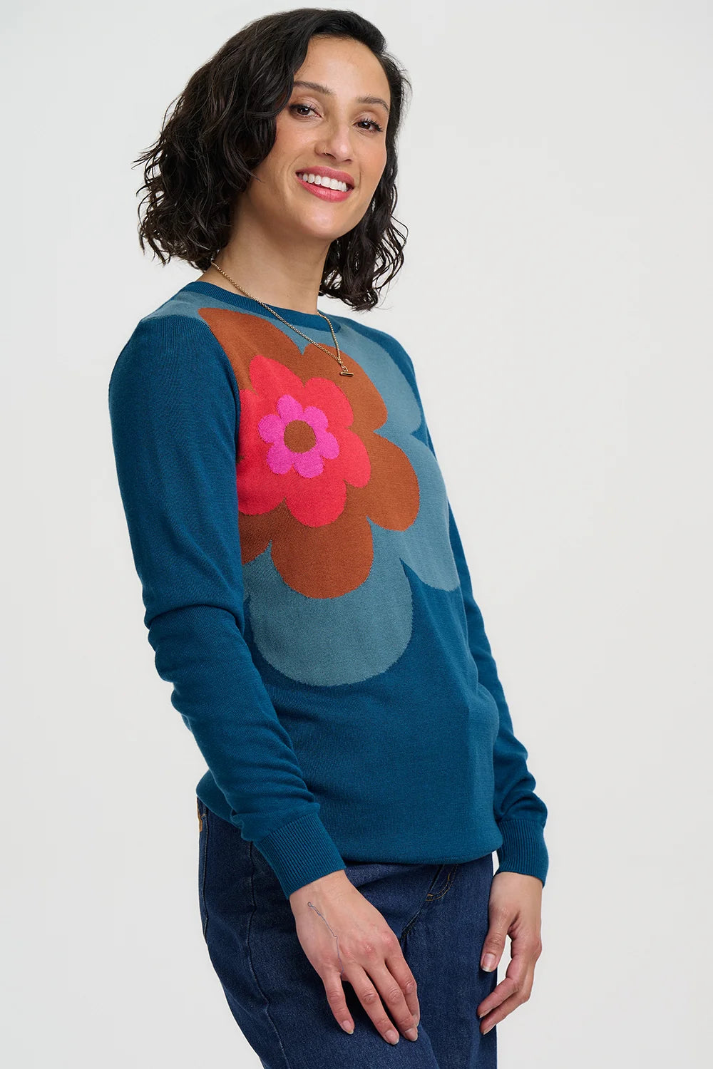 Sugarhill Brighton, Rita Jumper, Teal Growing Flower