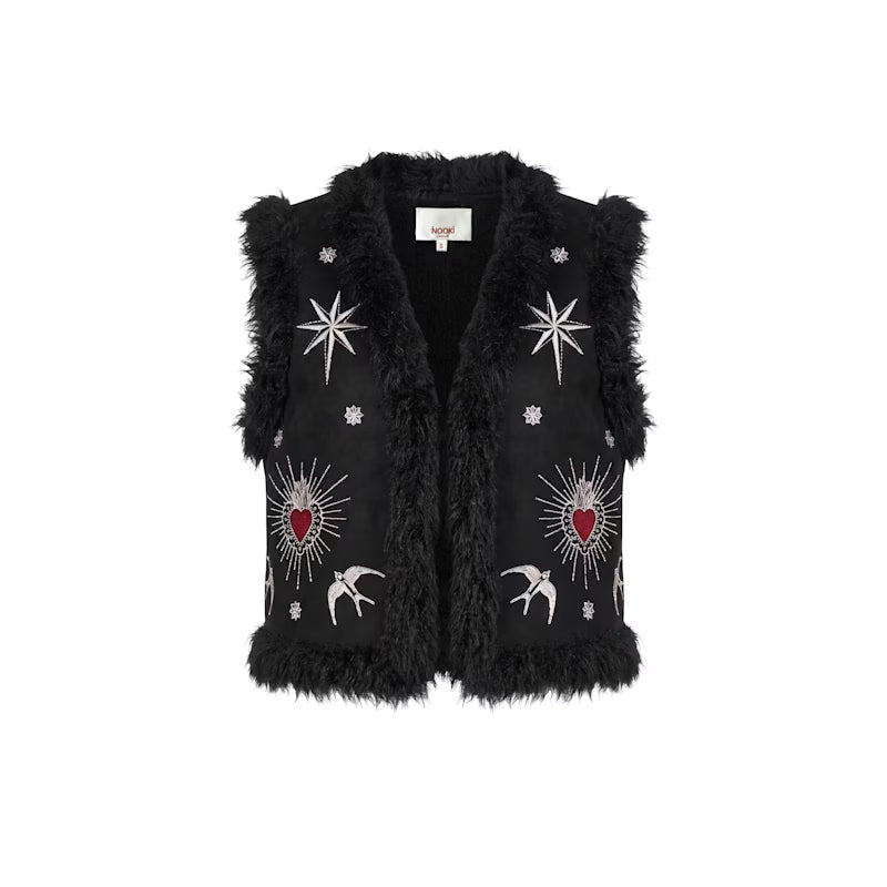 Sacred Heart Embroidered Faux Fur Gilet