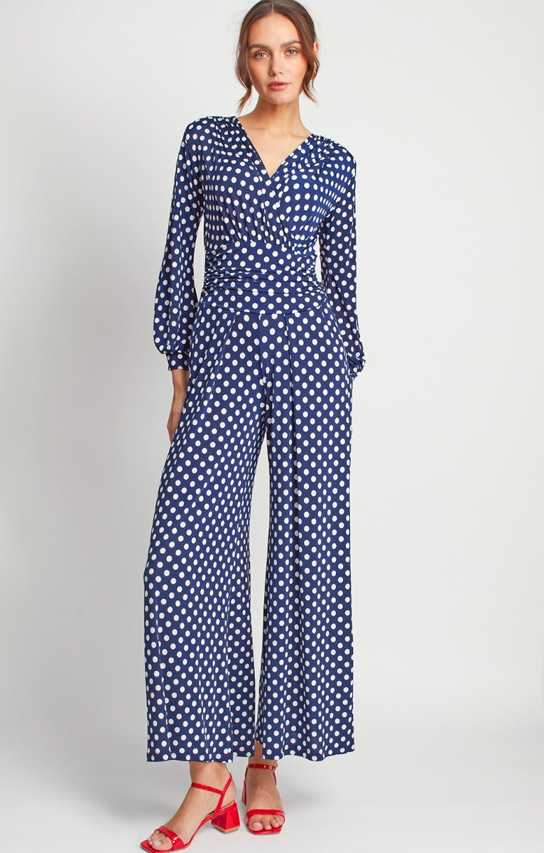 Sharon  Jumpsuit Navy Polka Dot