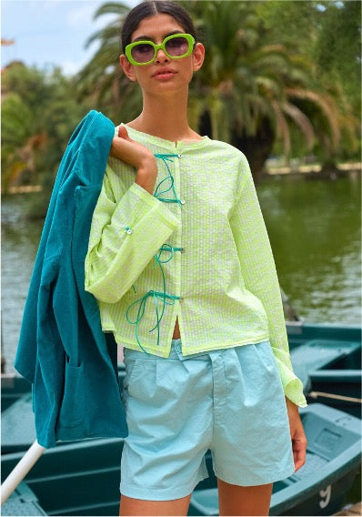 Dr Bloom Neon Yellow Turquoise Bows