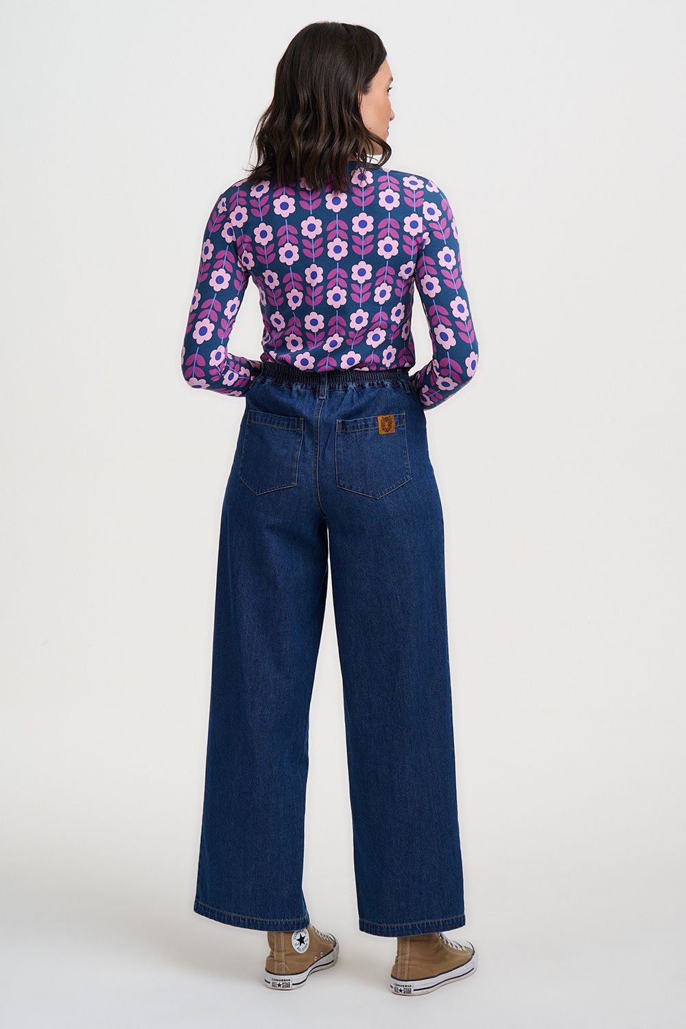 Sugarhill Brighton, Teal retro floral Josie Jersey Top